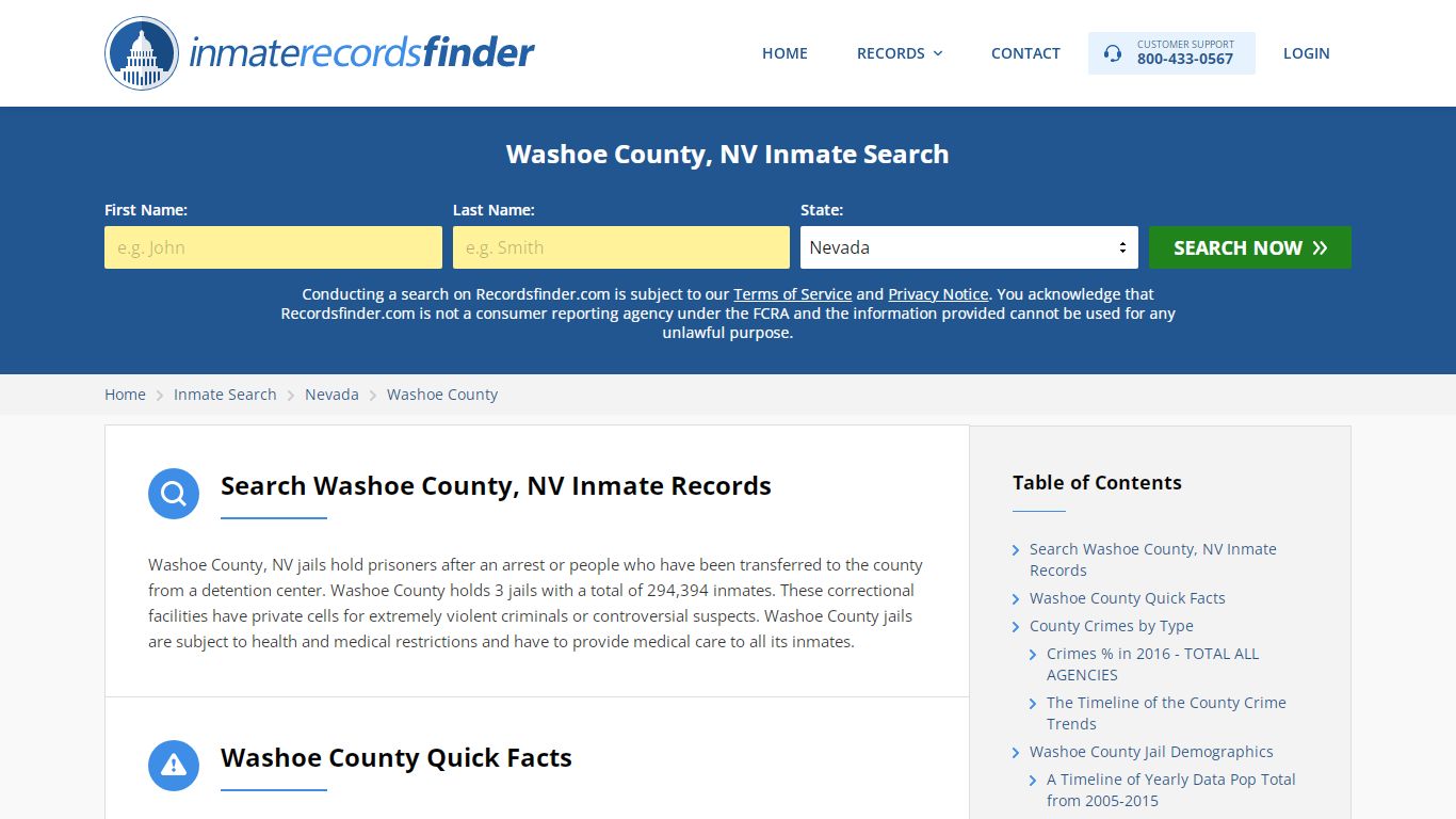 Washoe County, NV Inmate Lookup & Jail Records Online